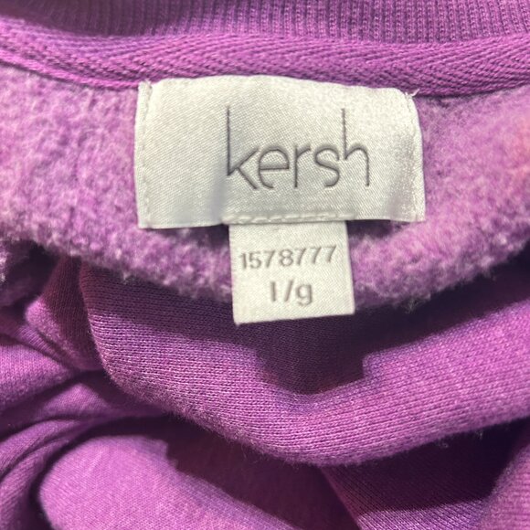 Kersh Purple Sweatshirt • Size L • Crew Neck Long Sleeve Cotton Blend Side Slits - Picture 3 of 4